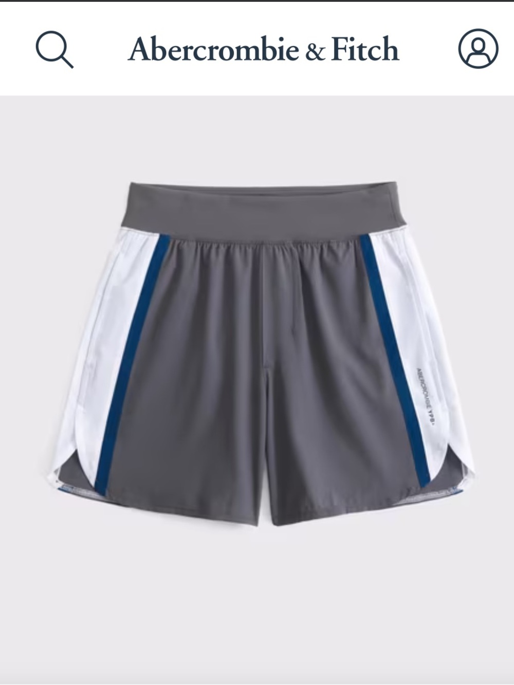 Abercrombie & Fitch Gray Athletic Shorts with White and Navy Stripes